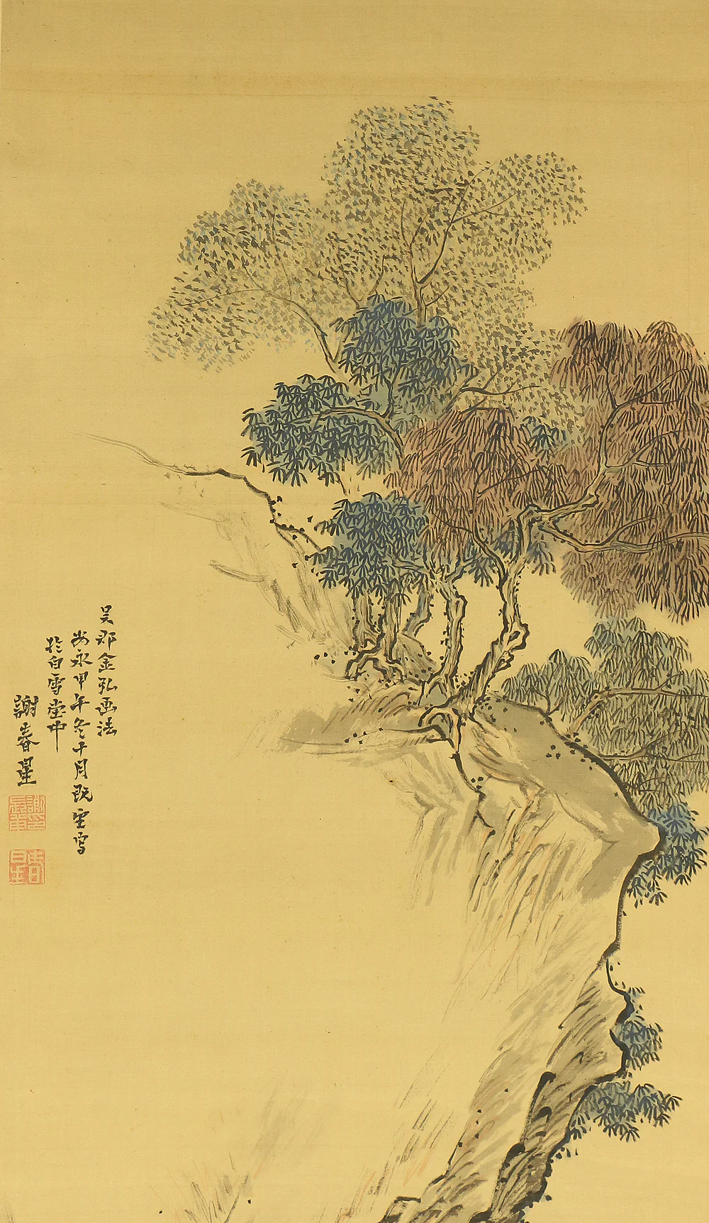 与謝蕪村 Yosa Buson (1716-1784) Japanese antique art kakejiku kakemono wall hanging scroll / Horse and Figure Sansui Landscape RB840 - Image 4