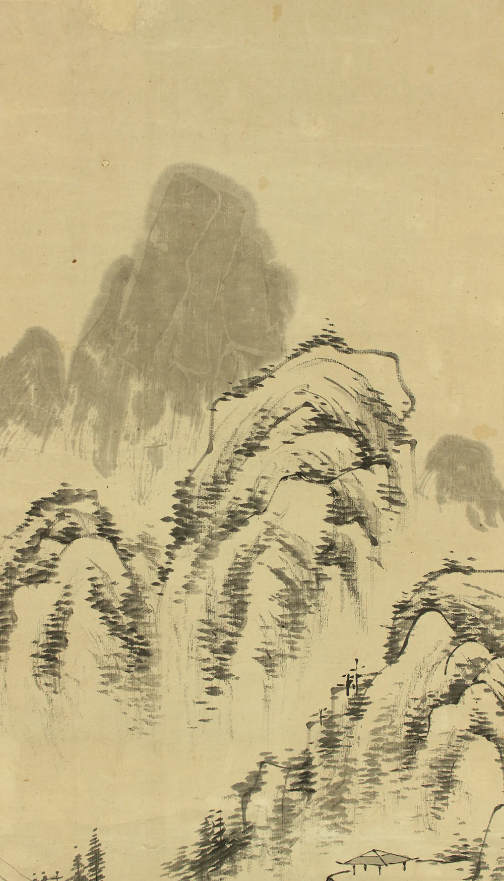 与謝蕪村 Yosa Buson (1716-1784) Japanese antique art kakejiku kakemono wall hanging scroll / Sansui Landscapes Mountain, Hermitage by River with Box RD724 - Image 7