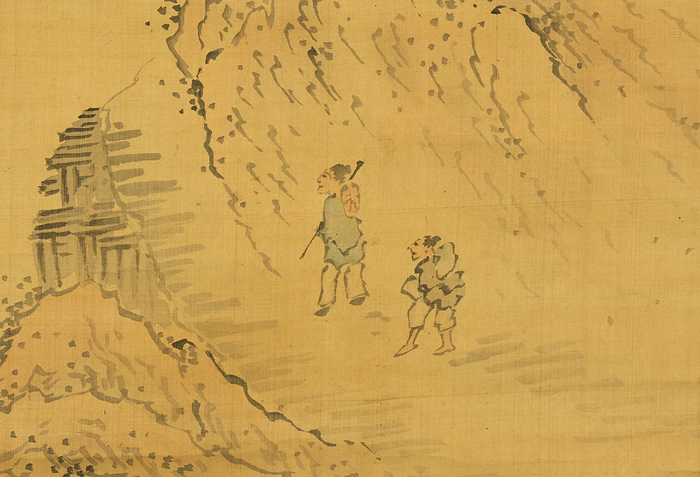 与謝蕪村 Yosa Buson (1716-1784) Japanese antique art kakejiku kakemono wall hanging scroll / Sansui Landscapes Traveller on Mountain Path with Box RD868 - Image 20