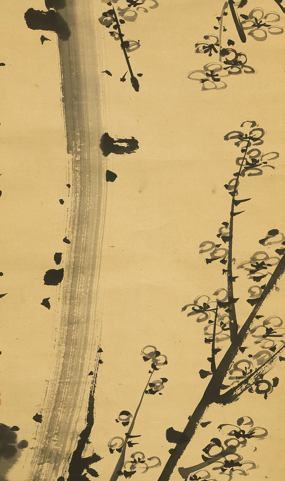 与謝蕪村 Yosa Buson (1716-1784) Japanese antique art kakejiku kakemono wall hanging scroll / Suiboku Ink Plum Tree with Box RE322 - Image 12