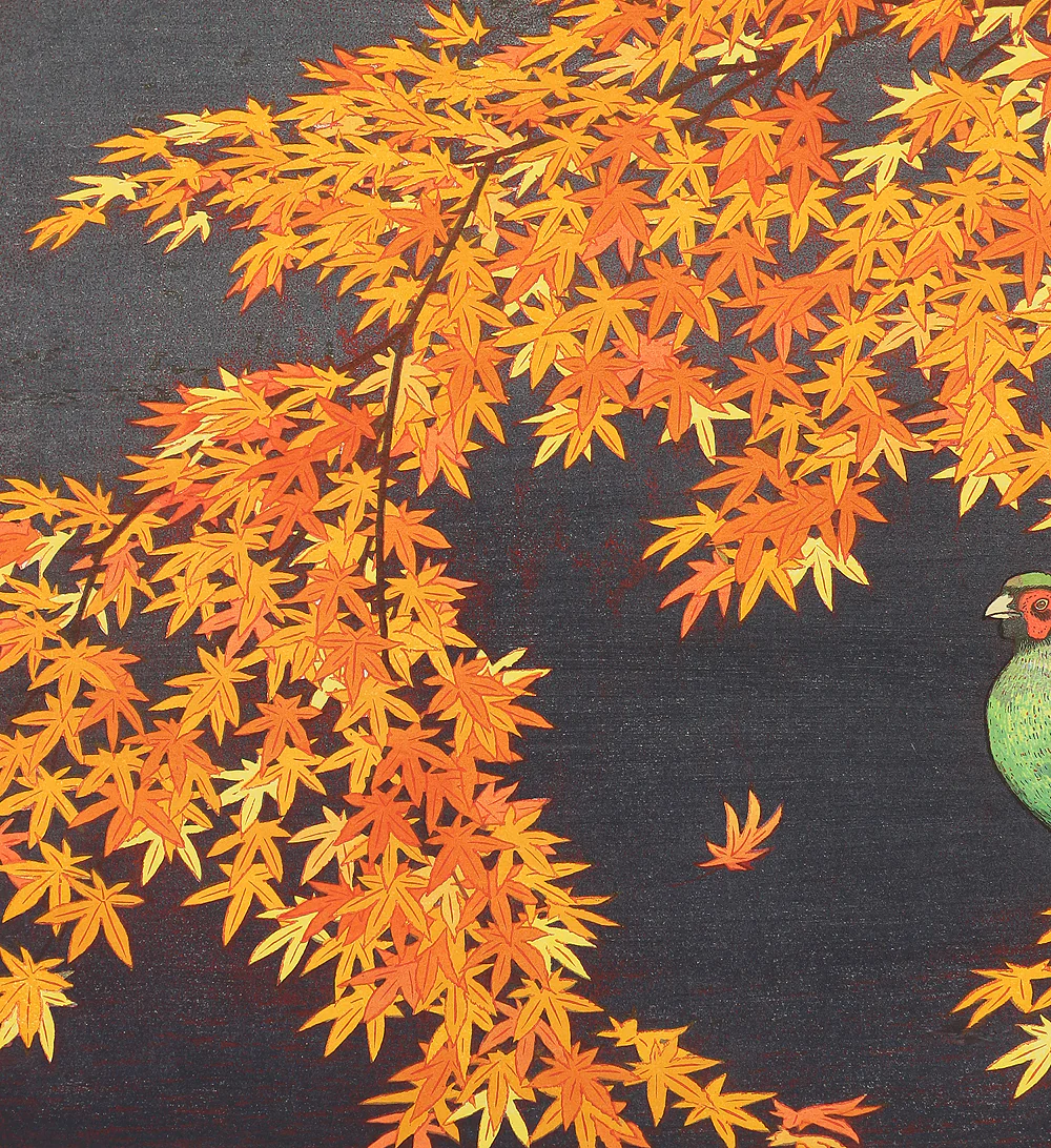 吉田遠志 Yoshida Toshi (1911-1995) Japanese art Woodblock Print /「四季花鳥図木版画 深秋の囁き」(Four Seasons Flowers and Birds Whisper of Deep Autumn) with signature by the artist Published by IEI Art Gallery NW383 - Image 8