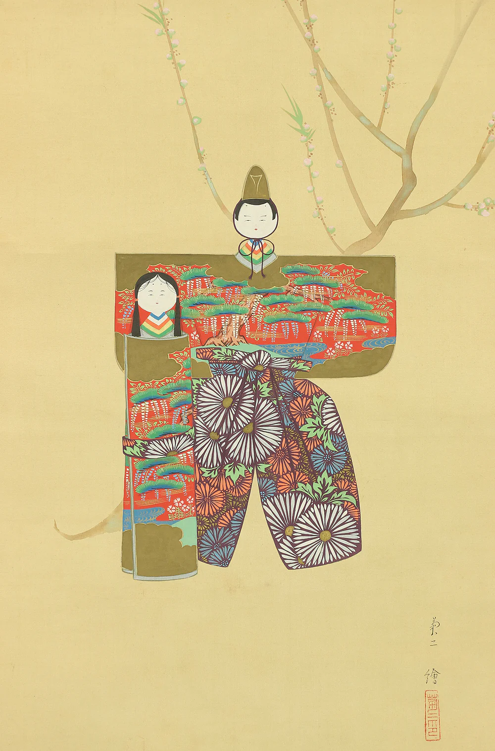 吉井英二 YOSHII EIJI (b1898) Tachihna Standing Hina Doll Japanese kakejiku hanging scroll Art Peach Festival Hinamatsuri Girls' Day Gosekku with Original Box A135 - Image 8
