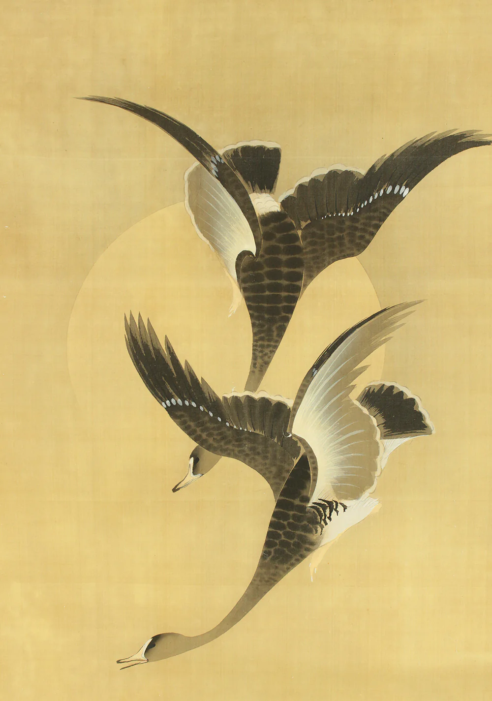 弓家恒畝 Yuge Koho (b1901) Japanese art kakejiku kakemono wall hanging scroll / Moon, Wild Geese, and Reeds with Box RD200 - Image 5