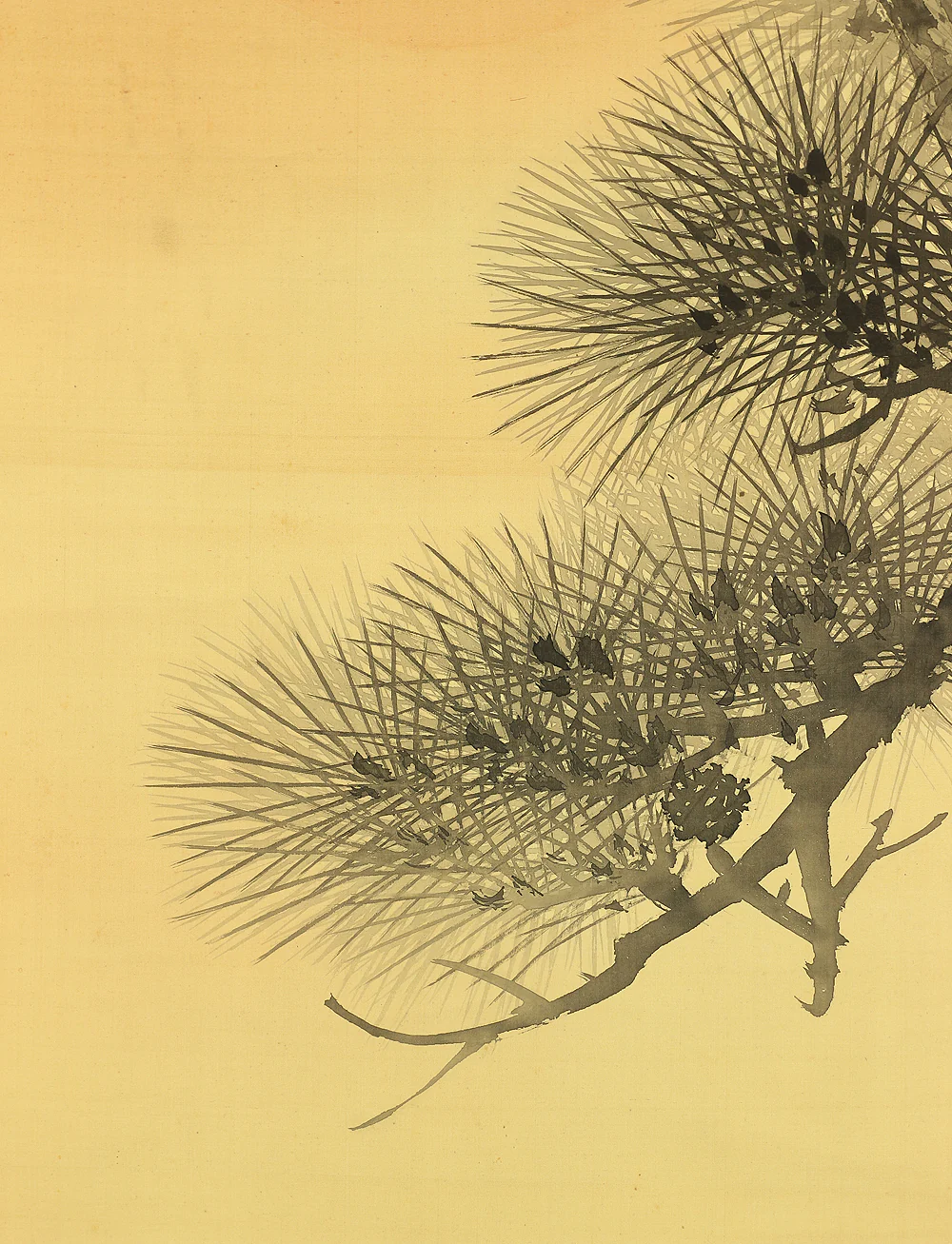 湯川松堂 Yukawa Shodo (1868-1955) Japanese antique art kakejiku kakemono wall hanging scroll / Rising Sun and Pine Tree with Original Box (Tomobako) A948 - Image 9