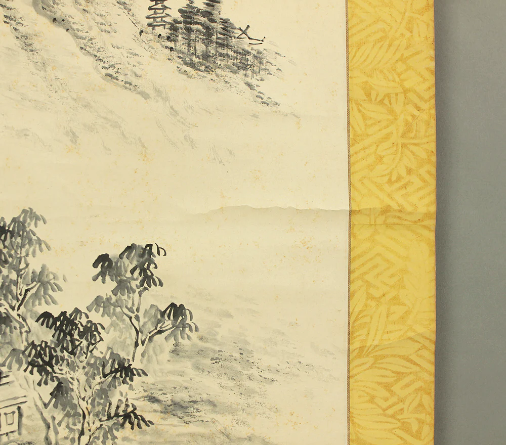 竹龍斎 Chikuryusai Japanese art kakejiku kakemono wall hanging scroll / Summer Landscape Mountain River Hermitage with Original Box (Tomobako) RC869 - Image 17