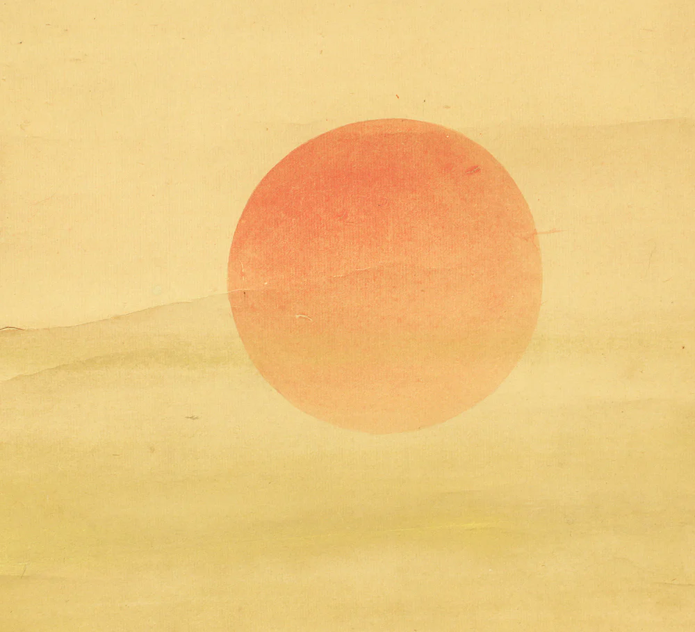 原在中 Hara Zaichu (1750-1837) Japanese antique art Paired kakejiku kakemono wall hanging scrolls / Rising Sun and Crescent Moon with Box RD203 - Image 5
