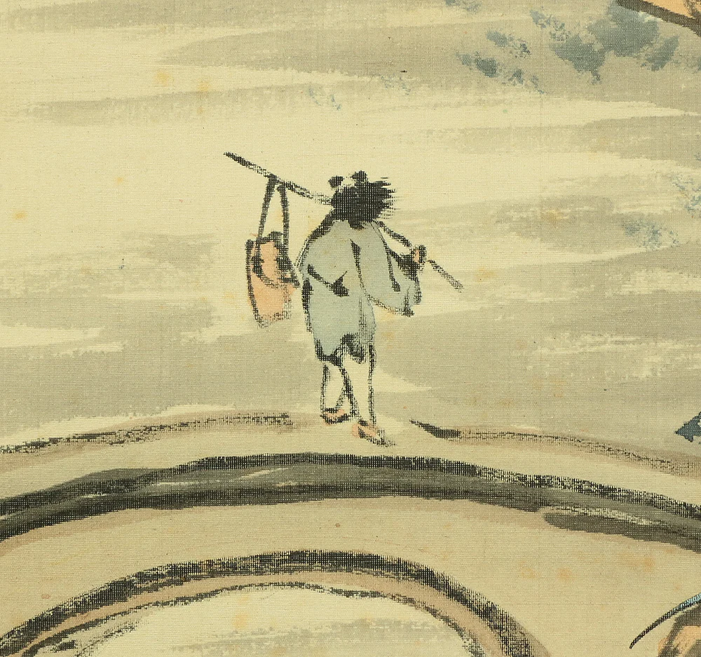 秦金石 Hata Kinnseki (b1855) Japanese art kakejiku kakemono wall hanging scroll / Autumn Landscapes Mountains River Temple with Original Box (Tomobako) RC401 - Image 21