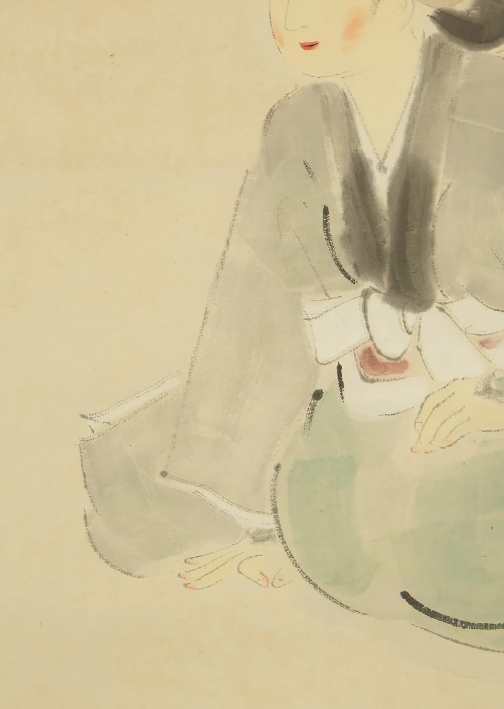 谷角日沙春 Tanikado Hisaharu (1893-1971) Japanese art kakejiku kakemono wall hanging scroll / Kimono Woman and Plum Blossom RE828 - Image 9