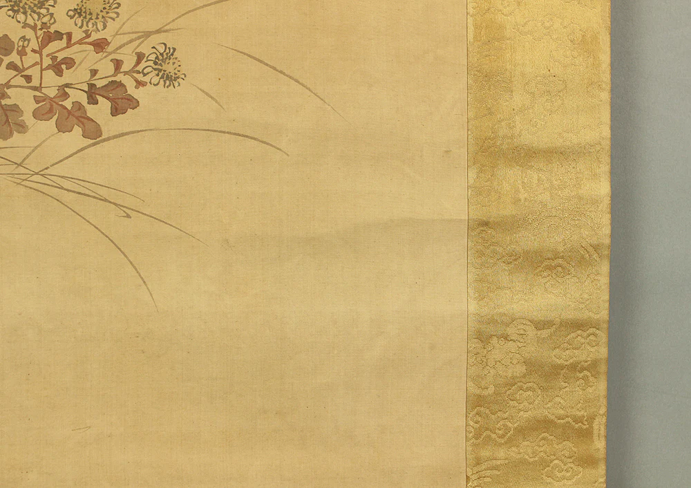岸竹堂 Kishi Chikudo (1826-1897) Japanese antique art kakejiku kakemono wall hanging scroll / Moonlit Night, Mandarin Duck and Camellia Sasanqua with Box RC904 - Image 13