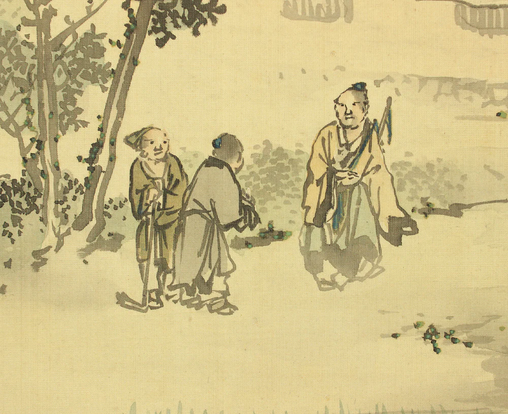 岸連山 Kishi Renzan (1804-1859) Japanese antique art kakejiku kakemono wall hanging scroll / Light Colored Ink Landscape Sansui 「淡彩山水」 with Box RC793 - Image 6