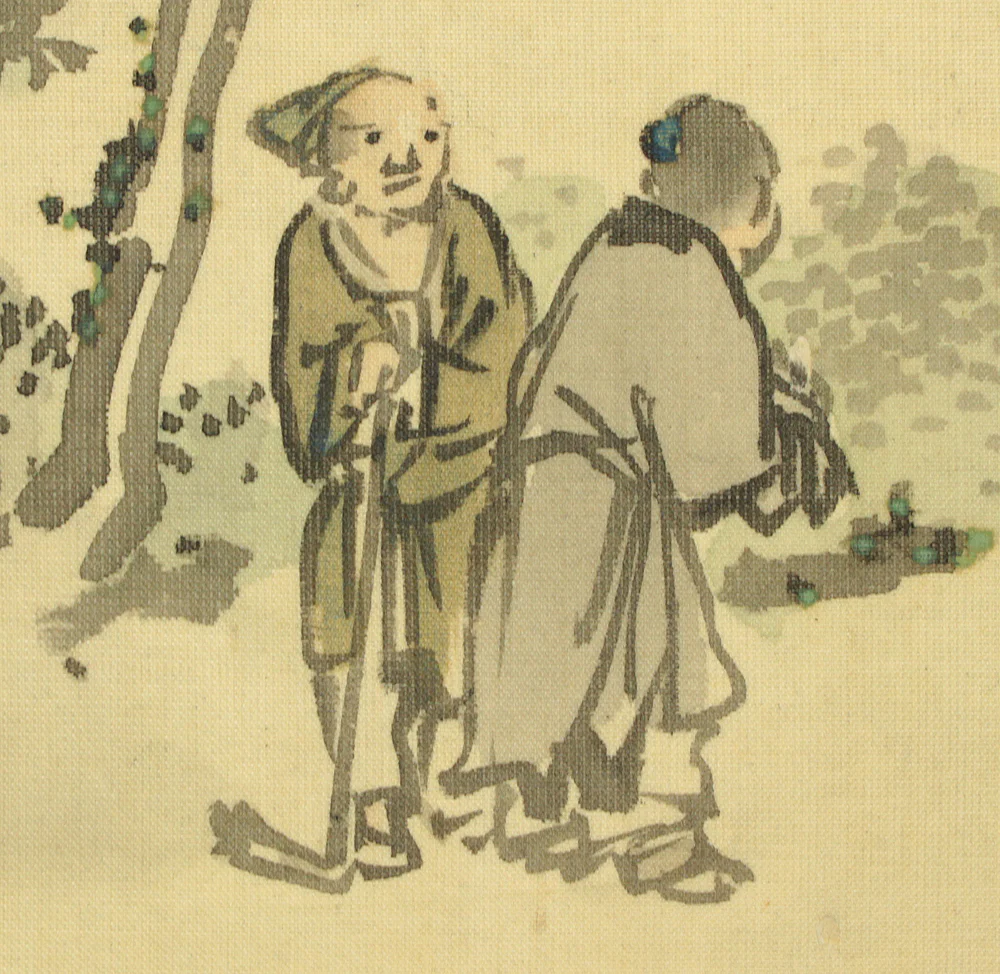 岸連山 Kishi Renzan (1804-1859) Japanese antique art kakejiku kakemono wall hanging scroll / Light Colored Ink Landscape Sansui 「淡彩山水」 with Box RC793 - Image 7
