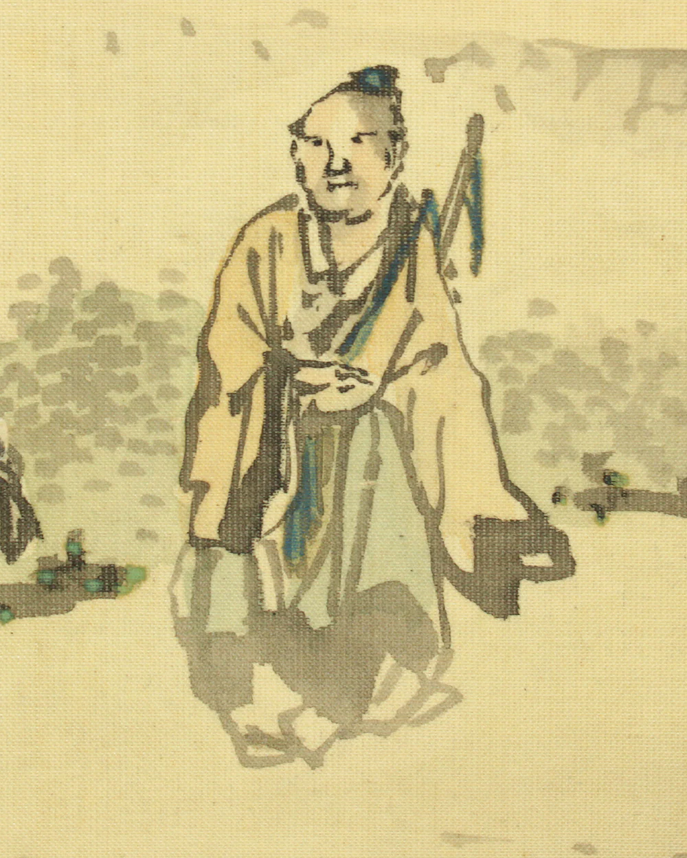 岸連山 Kishi Renzan (1804-1859) Japanese antique art kakejiku kakemono wall hanging scroll / Light Colored Ink Landscape Sansui 「淡彩山水」 with Box RC793 - Image 8