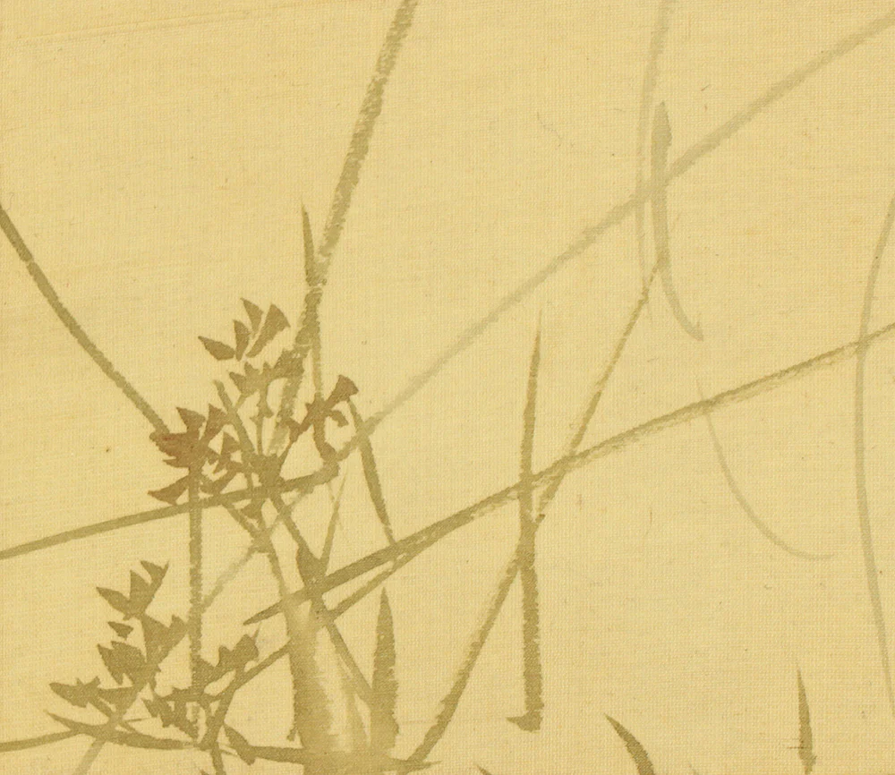 岸連山 Kishi Renzan (1804-1859) Japanese antique art Paired kakejiku kakemono wall hanging scrolls / Autumn Bush Clover Butterfly, Winter Fukujuso Bush Warbler with Box RC786 - Image 10