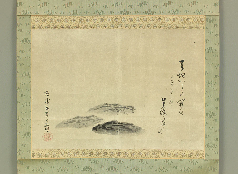 高嵩谷 Ko Sukoku (1730-1804) Japanese antique art kakejiku kakemono wall hanging scroll / Suiboku Ink Three Island Paintings with Box RD296