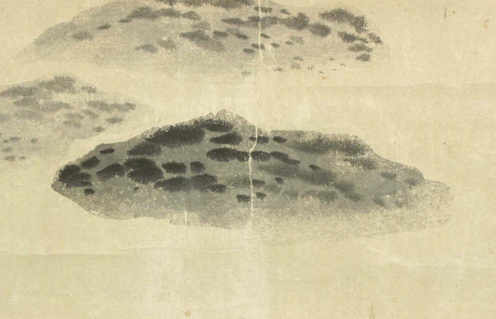 高嵩谷 Ko Sukoku (1730-1804) Japanese antique art kakejiku kakemono wall hanging scroll / Suiboku Ink Three Island Paintings with Box RD296 - Image 8