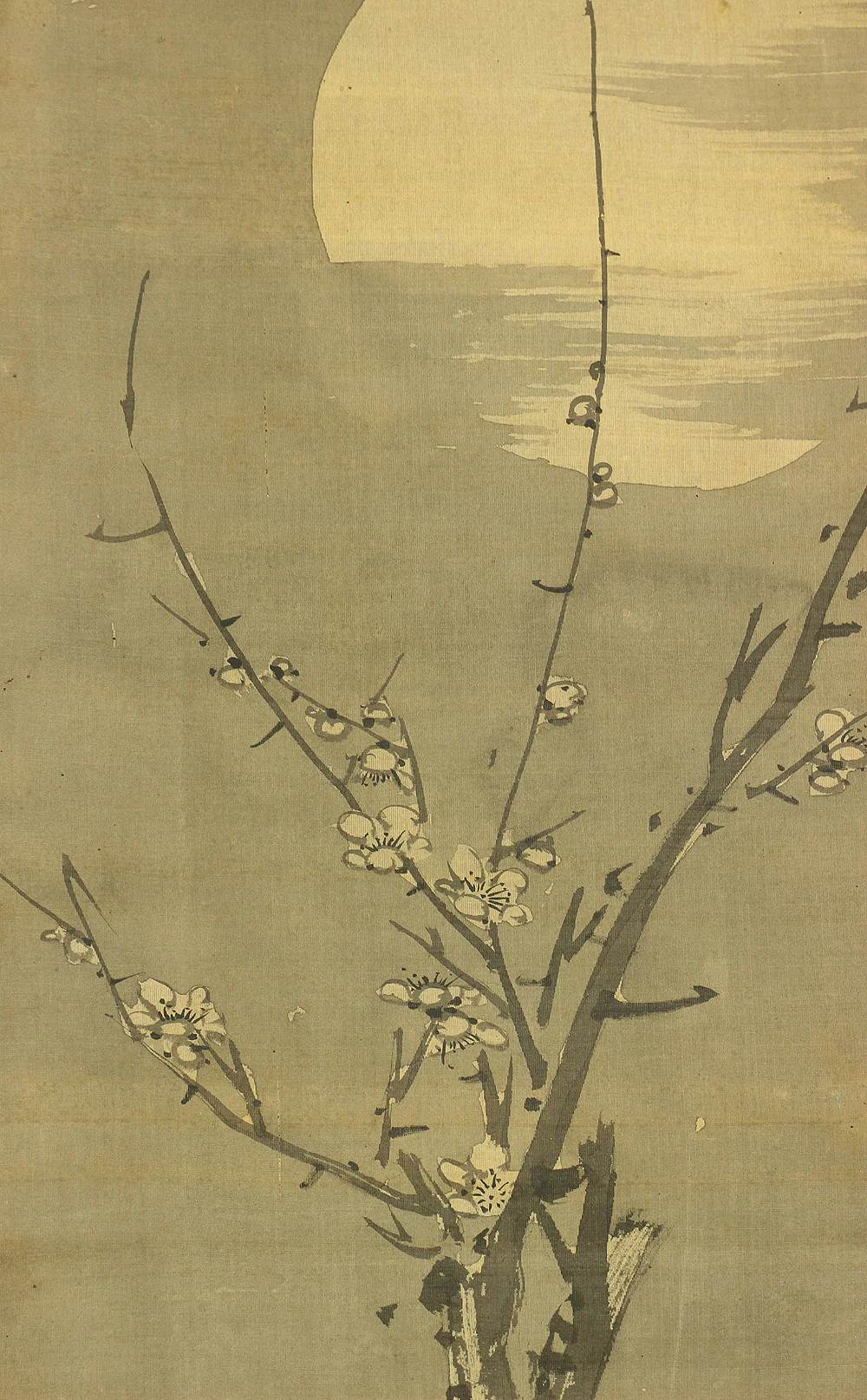 江海斎 Kokaisai Japanese antique art kakejiku kakemono wall hanging scroll / Moon and Plum Tree RB899 - Image 6