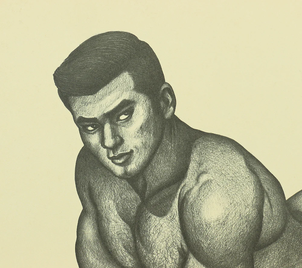 三島剛 Mishima Gō (1924-1988) Japanese art Lithograph From "Mishima Gō gashū Wakamono" 三島剛画集 若者 (Mishima Go Book of Pictures of Young Men) NW230 - Image 4