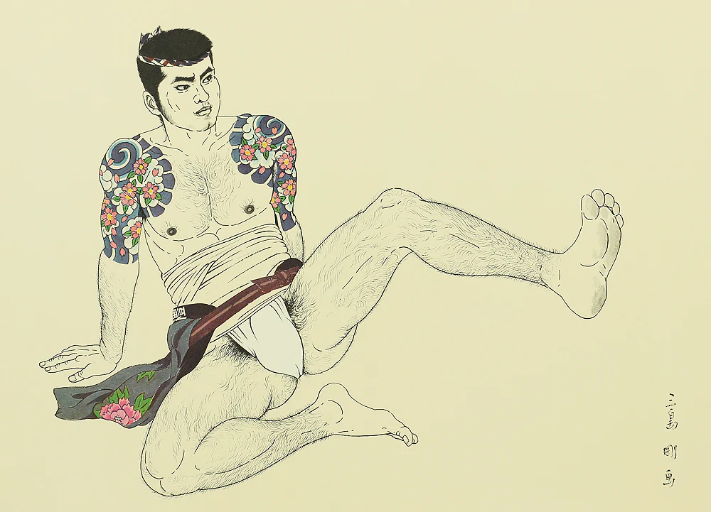 三島剛 Mishima Go (1924-1988) Japanese art Photolithography Complete Set of 24 "Mishima Gō gashū Wakamono" 三島剛画集 若者 (Mishima Go Book of Pictures of Young Men) NW433 - Image 125