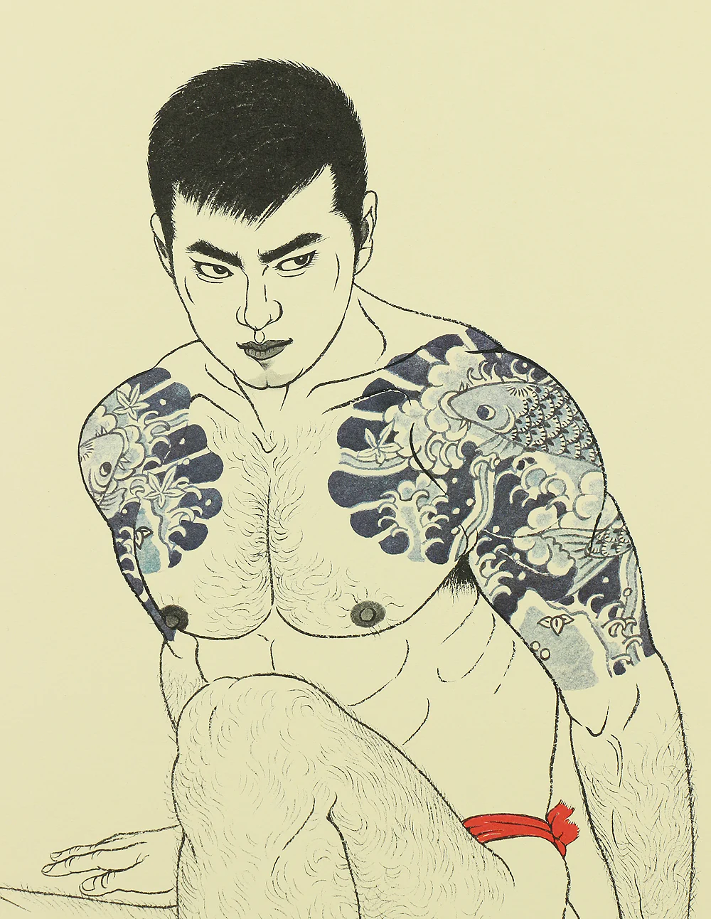 三島剛 Mishima Go (1924-1988) Japanese art Photolithography Complete Set of 24 "Mishima Gō gashū Wakamono" 三島剛画集 若者 (Mishima Go Book of Pictures of Young Men) NW433 - Image 30