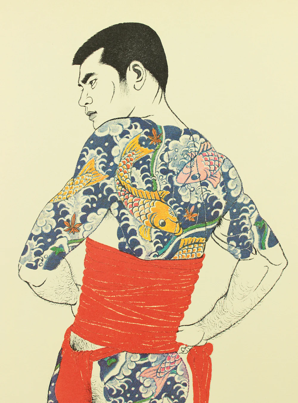 三島剛 Mishima Gō (1924-1988) Japanese art Photolithography From "Mishima Gō gashū Wakamono" 三島剛画集 若者 (Mishima Go Book of Pictures of Young Men) NW675 - Image 3