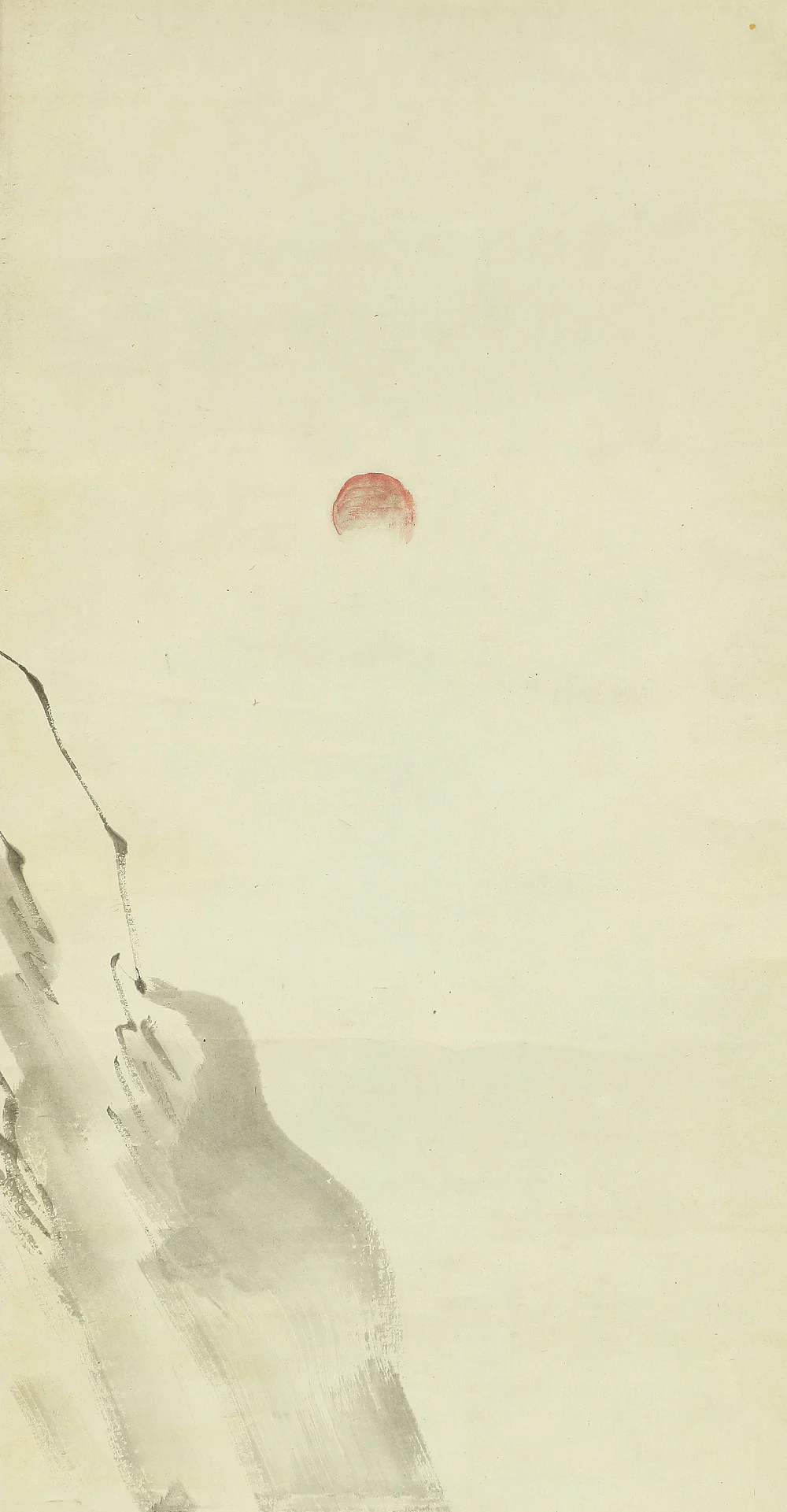 森寛斎 MORI KANSAI Age 1873 May Japanese antique art kakejiku kakemono wall hanging scroll / Rising sun & pine tree with Box W441 - Image 5