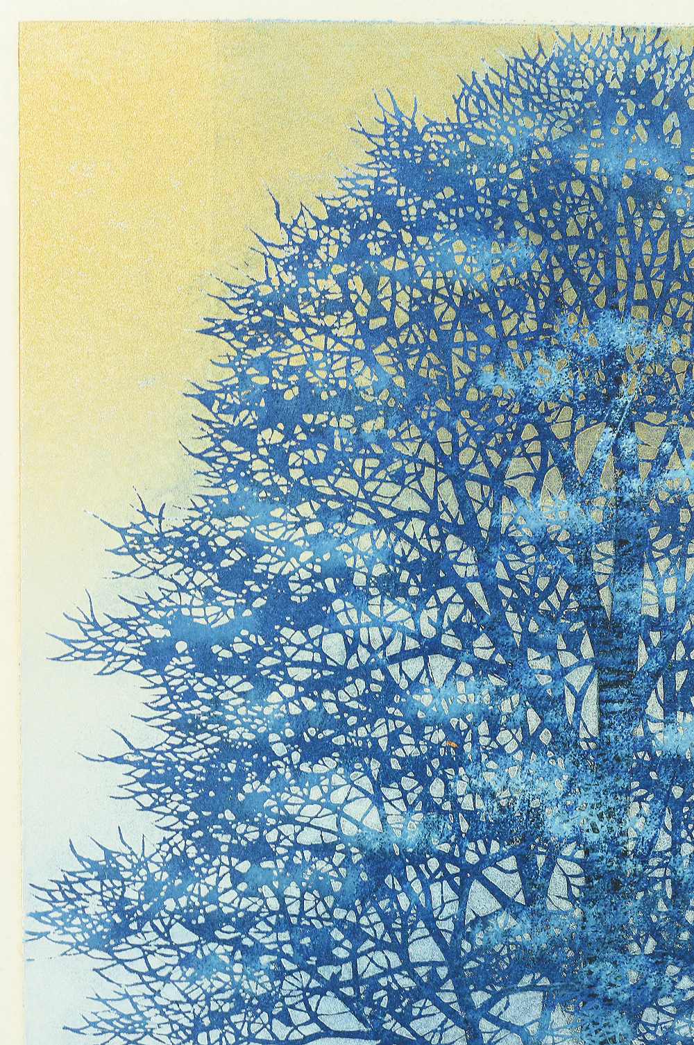 並木一 Namiki Hajime 1994 (Heisei 6) Japanese art Woodblock Print / "Tree Scene 34 68/300" Blue Tree NW163 - Image 3