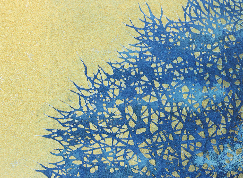 並木一 Namiki Hajime 1994 (Heisei 6) Japanese art Woodblock Print / "Tree Scene 34 68/300" Blue Tree NW163 - Image 4