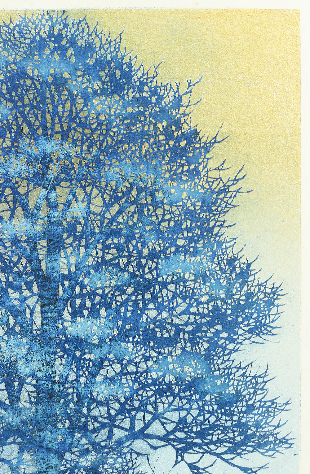 並木一 Namiki Hajime 1994 (Heisei 6) Japanese art Woodblock Print / "Tree Scene 34 68/300" Blue Tree NW163 - Image 6