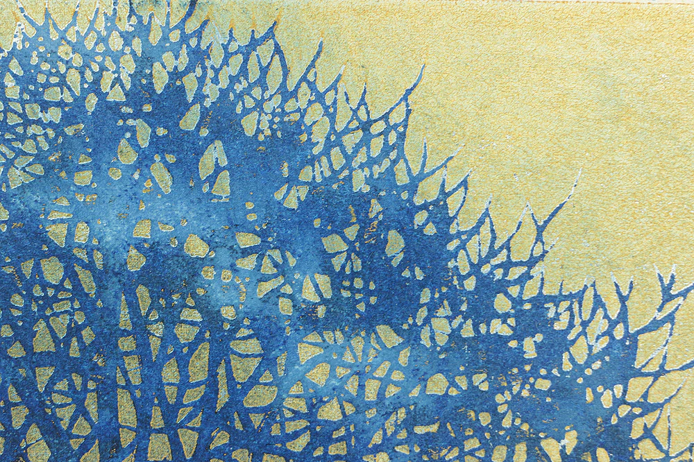 並木一 Namiki Hajime 1994 (Heisei 6) Japanese art Woodblock Print / "Tree Scene 34 68/300" Blue Tree NW163 - Image 7