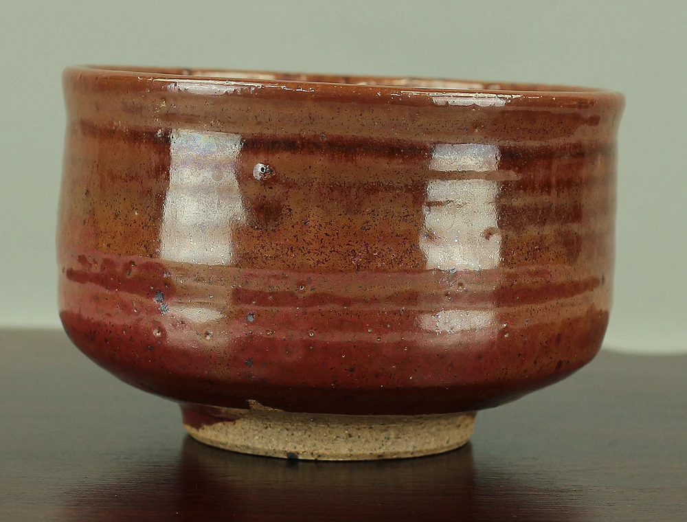 大西光 Onishi Hikaru (b1941) Tobe yaki ware One Black Glaze dropped brown-based Tea Bowl with Original Box (Tomobako) / Japanese tea ceremony utensil VA145 - Image 5