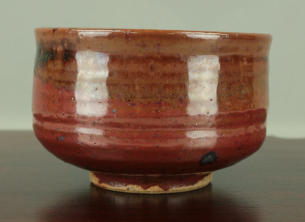 大西光 Onishi Hikaru (b1941) Tobe yaki ware One Black Glaze dropped brown-based Tea Bowl with Original Box (Tomobako) / Japanese tea ceremony utensil VA145 - Image 6