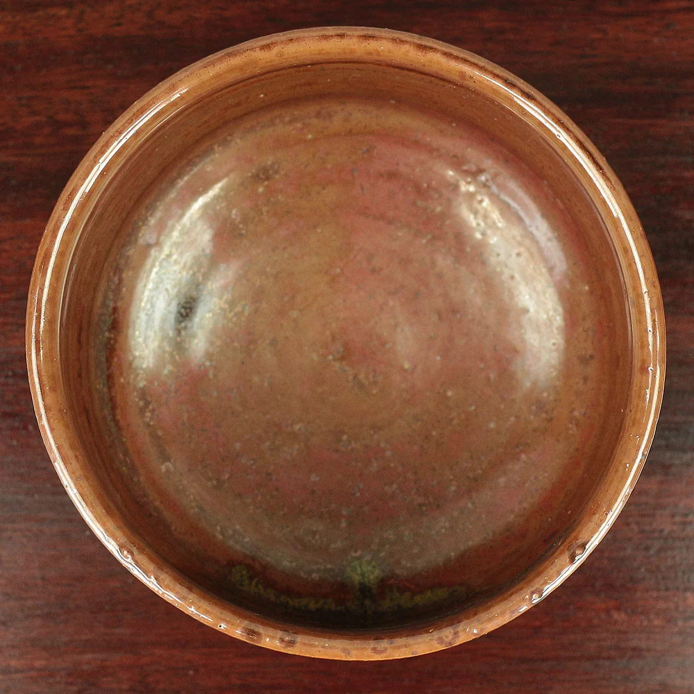 大西光 Onishi Hikaru (b1941) Tobe yaki ware One Black Glaze dropped brown-based Tea Bowl with Original Box (Tomobako) / Japanese tea ceremony utensil VA145 - Image 8