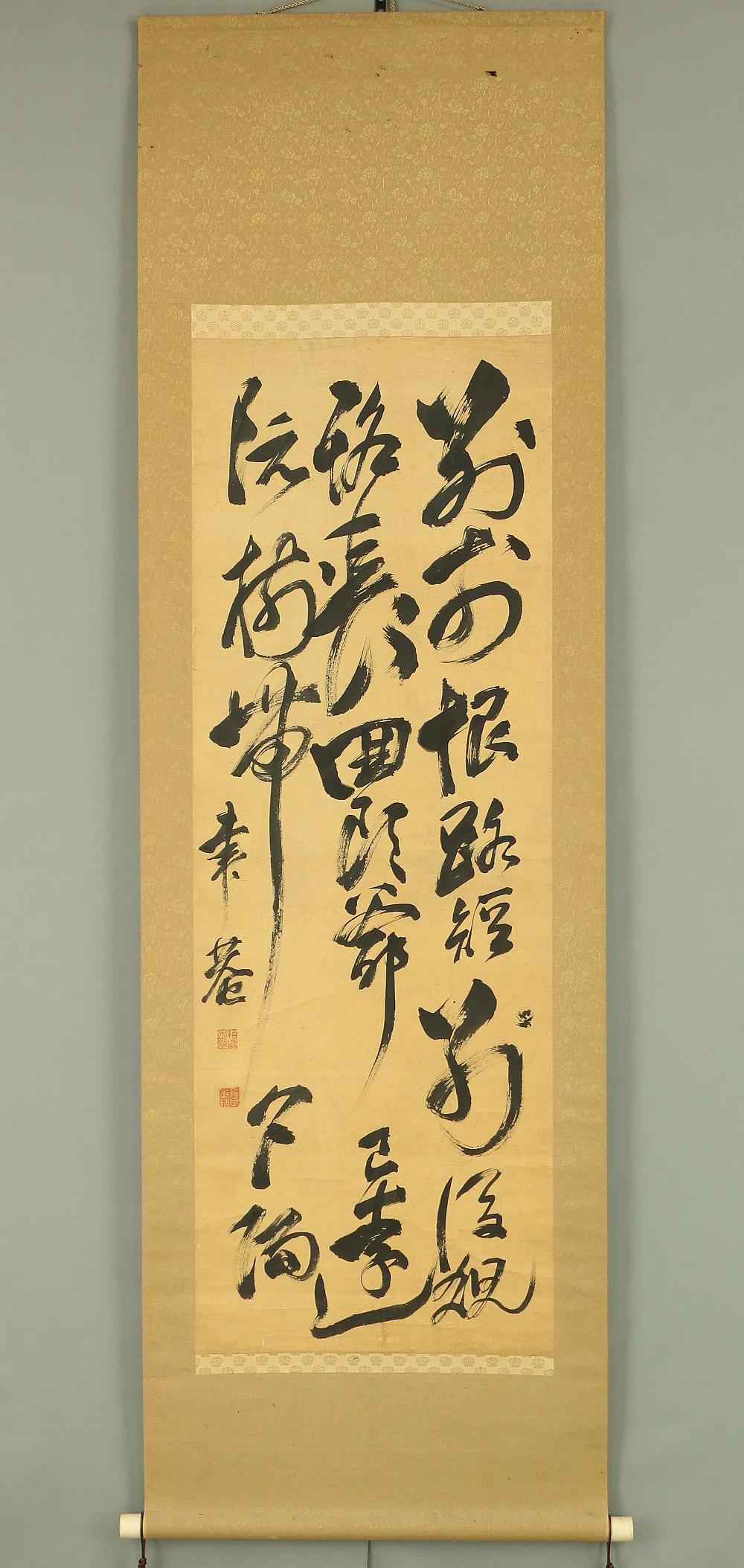 頼聿庵 Rai Itsuan (1801-1856) Japanese antique art kakejiku kakemono wall hanging scroll / Three Lines Ink Brush Calligraphy RB340 - Image 2