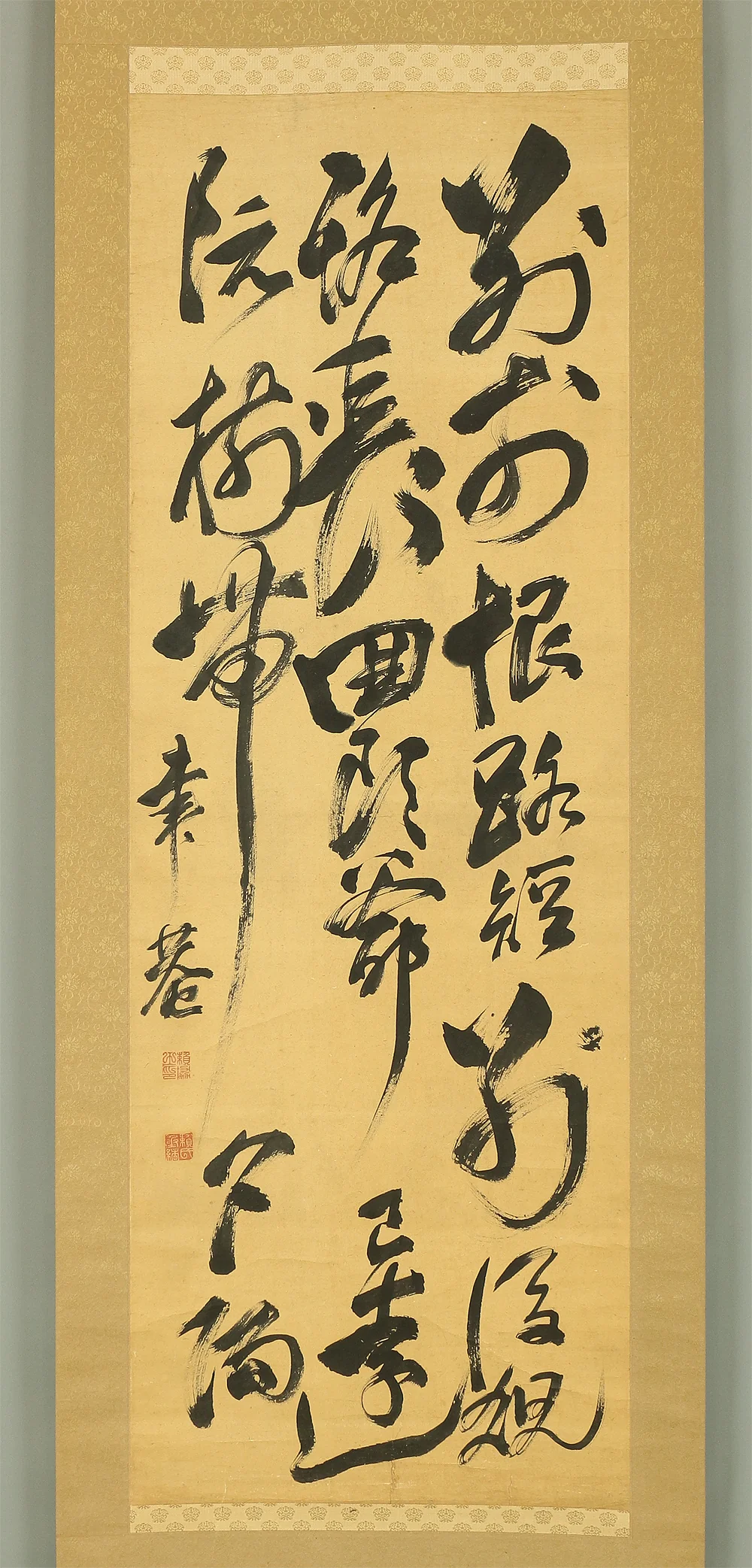 頼聿庵 Rai Itsuan (1801-1856) Japanese antique art kakejiku kakemono wall hanging scroll / Three Lines Ink Brush Calligraphy RB340 - Image 3