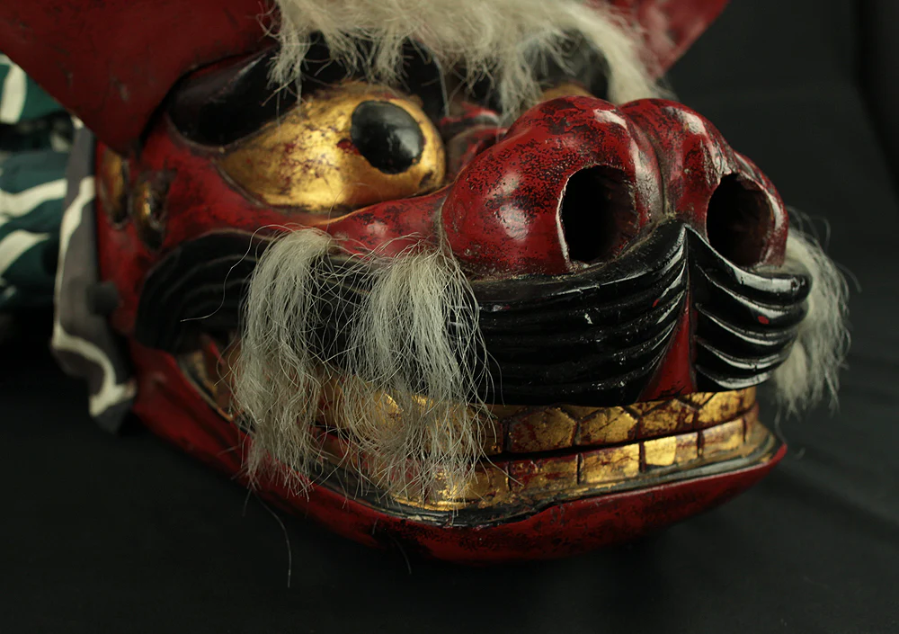 獅子頭 Shishigashira - Japanese antique Wood Carving Shishimai Head Mask Kagura Lion Head Foo dog VA870 - Image 12