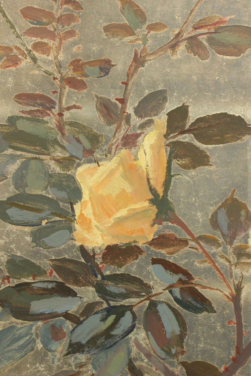 正二堂 Shojido 'Rose Flowers' A Pair of Silver Leaf Byobu Two Panels Folding Screen Byobu Room Dividers VA910 - Image 35