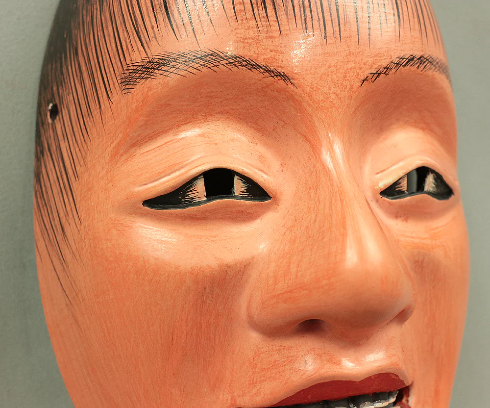 猩々面 Shojo mask Elaborate wood carving Noh play Kagura Red-faced mask / Monster Yokai V585 - Image 10