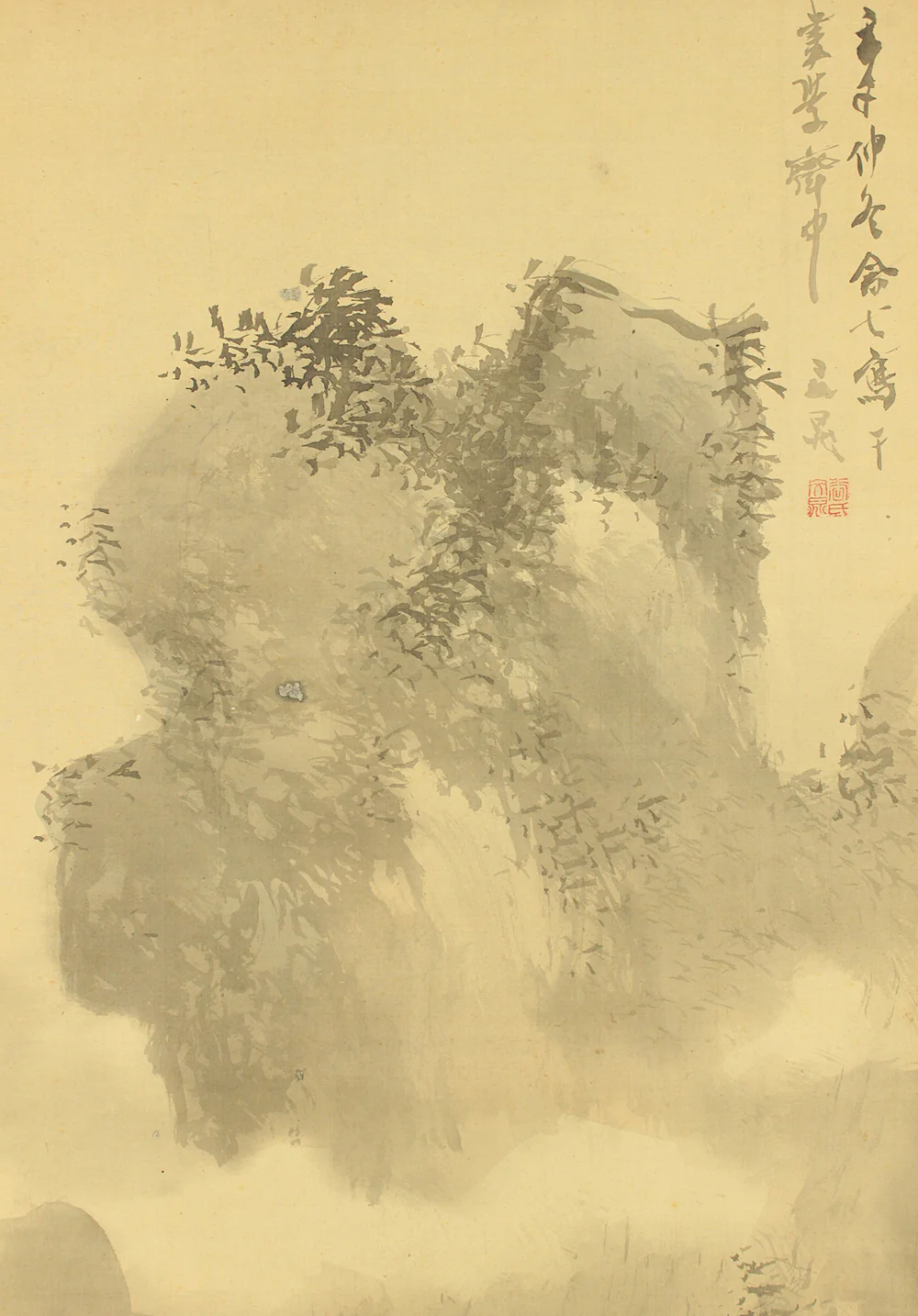 谷文晁 Tani Buncho (1763-1840) Japanese antique art kakejiku kakemono wall hanging scroll / Ink painting Misty Mountains Waterfall Viwing Landscapes with Box RD808 - Image 5