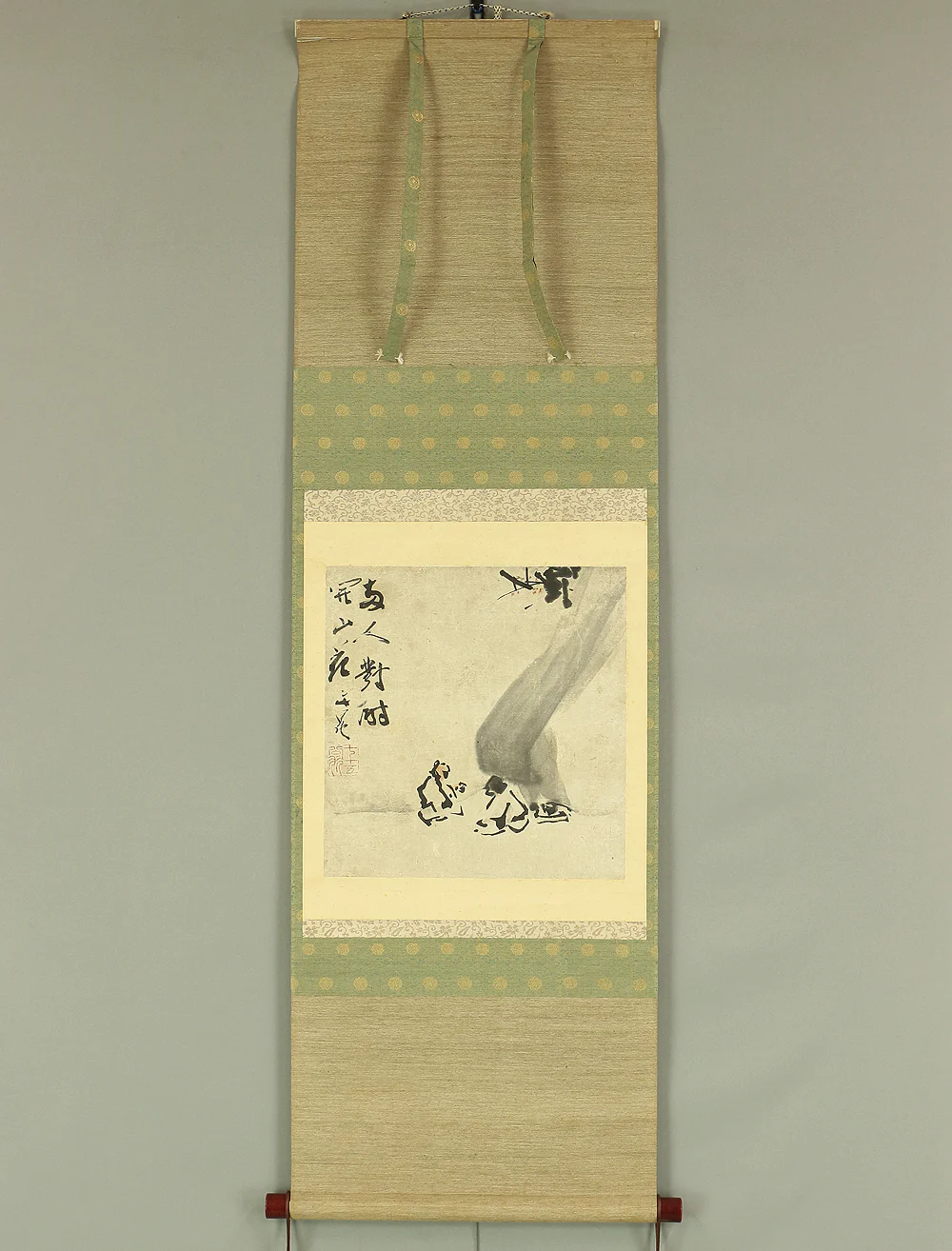 谷文晁 Tani Buncho (1763-1840) Japanese antique art kakejiku kakemono wall hanging scroll / Wise Men under Tree with Appraised Box by Satake Eiryo RB629 - Image 2