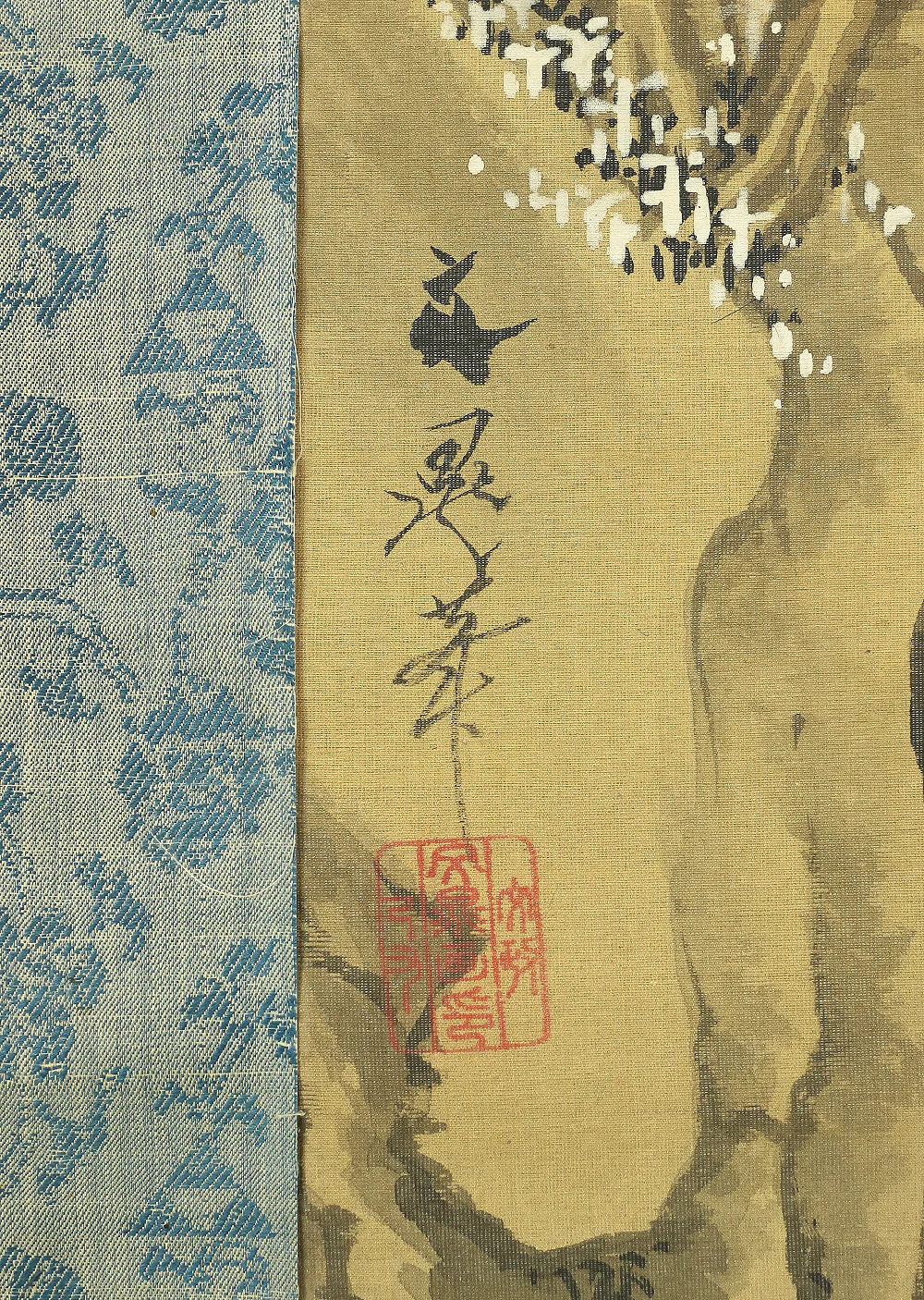 谷文晁 Tani Buncho Japanese antique art kakejiku kakemono wall hanging scroll / Raised Mountain, Person Riding on Horse, & Winter Landscape Sansui A175 - Image 12