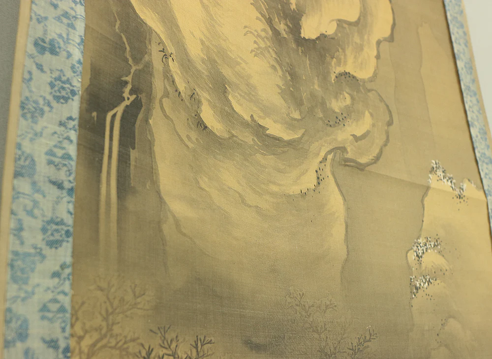 谷文晁 Tani Buncho Japanese antique art kakejiku kakemono wall hanging scroll / Raised Mountain, Person Riding on Horse, & Winter Landscape Sansui A175 - Image 17