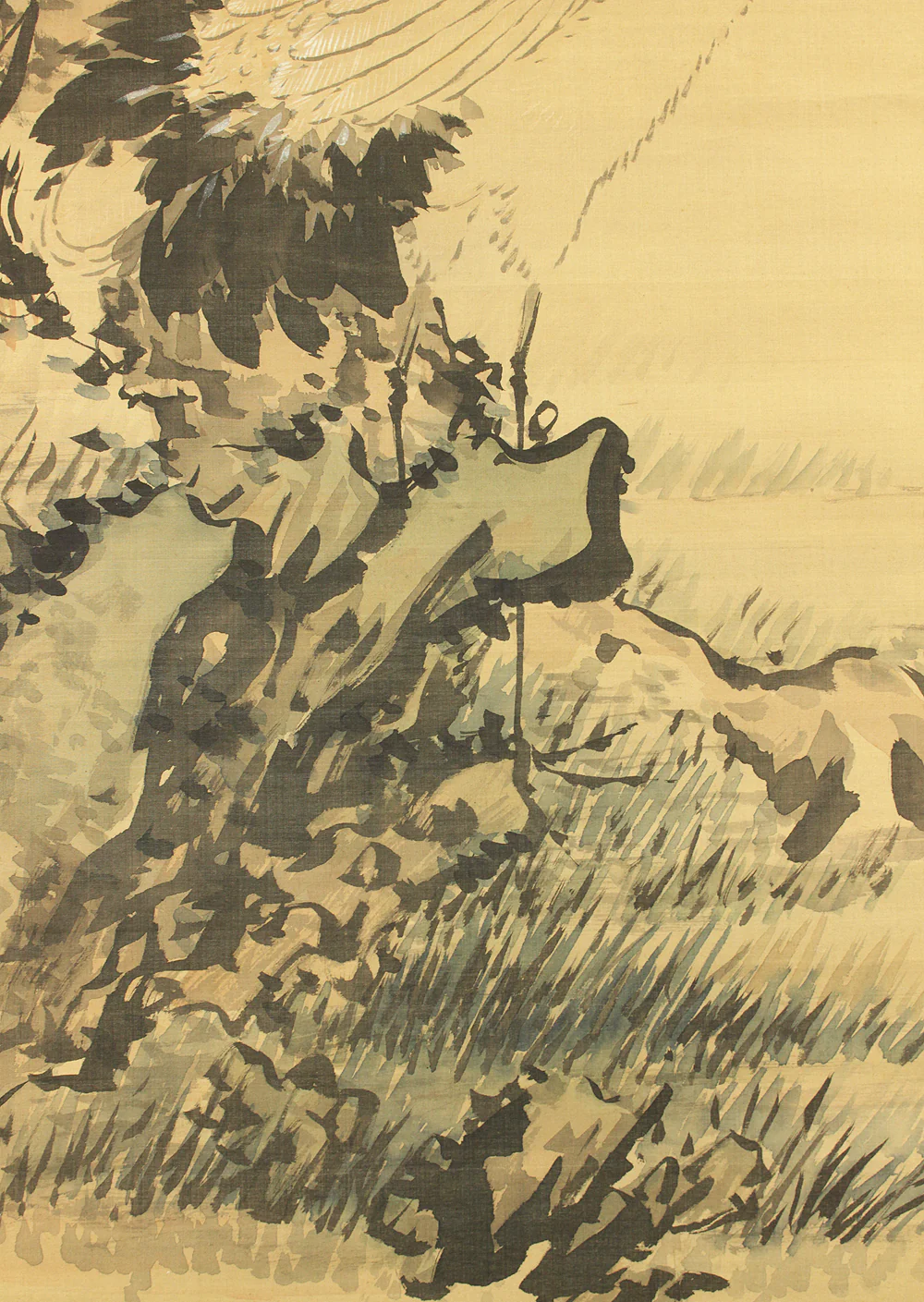 椿椿山 Tsubaki Chinzan (1801-1854) Japanese art kakejiku kakemono wall hanging scroll / 清影揺風 Cranes Standing Still in Shade of Breezy Tree with Box RC956 - Image 13