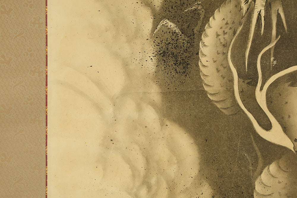 文景 Bunkei Japanese antique art kakejiku kakemono wall hanging scroll / Rising Dragon in Cloud RE947 - Image 16