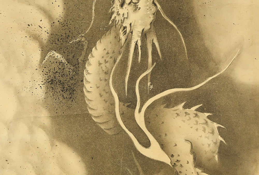 文景 Bunkei Japanese antique art kakejiku kakemono wall hanging scroll / Rising Dragon in Cloud RE947 - Image 7