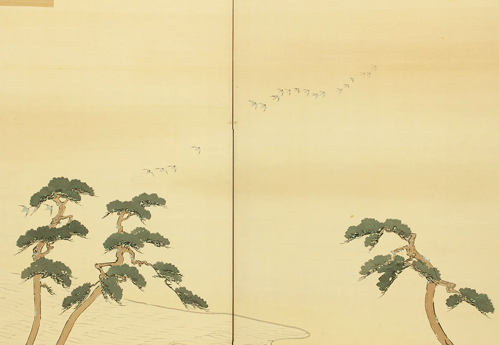 文隆 Bunryu 'Scenes of Riverside Life' Pair of Byobu Room divider 6 panels Folding screens VA700 - Image 6