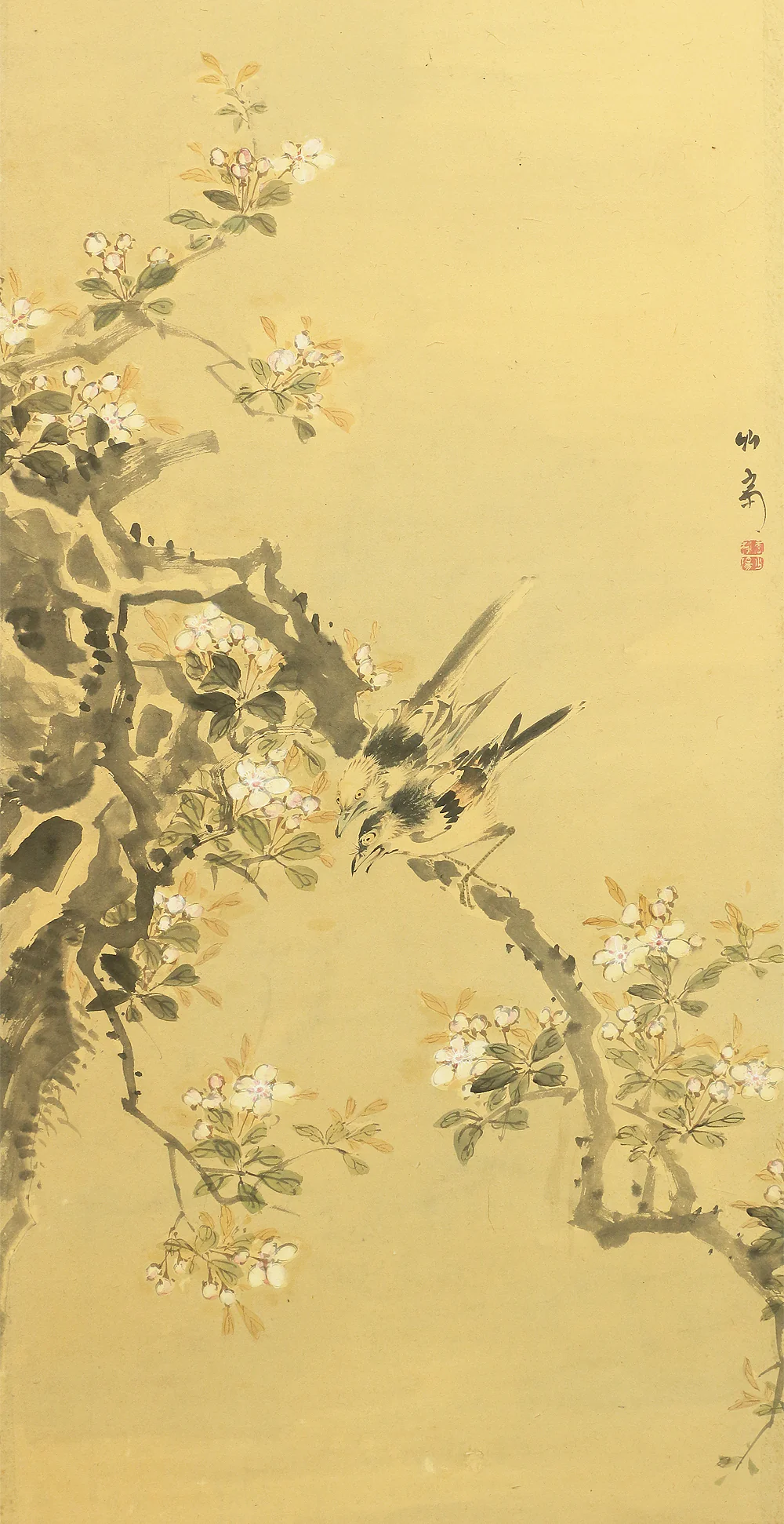 竹菊 Chikugiku Japanese Byobu Room divider 6 panels Folding screens / Kacho Flower & Bird - Birds, Ume plum, Sakura cherry, Lotus, Egret Heron, Magnolia, Chrysanthemum, Moon, Crows & Dead Tree V710 - Image 11