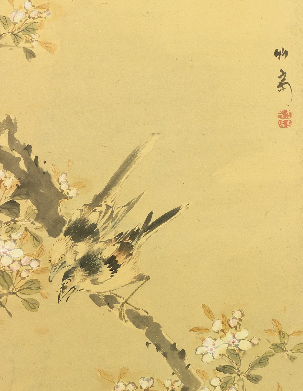 竹菊 Chikugiku Japanese Byobu Room divider 6 panels Folding screens / Kacho Flower & Bird - Birds, Ume plum, Sakura cherry, Lotus, Egret Heron, Magnolia, Chrysanthemum, Moon, Crows & Dead Tree V710 - Image 13