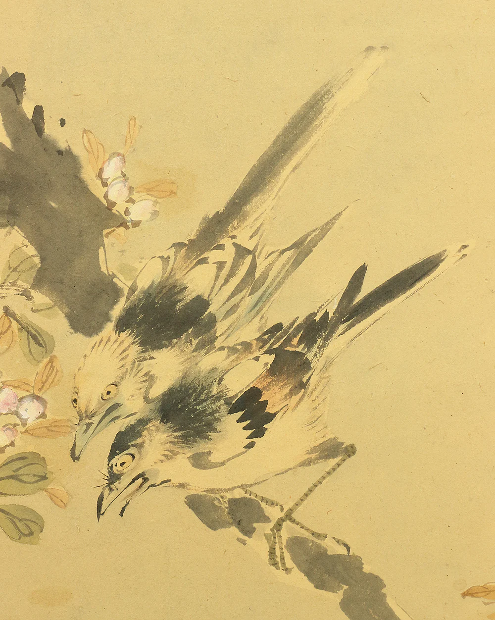 竹菊 Chikugiku Japanese Byobu Room divider 6 panels Folding screens / Kacho Flower & Bird - Birds, Ume plum, Sakura cherry, Lotus, Egret Heron, Magnolia, Chrysanthemum, Moon, Crows & Dead Tree V710 - Image 14