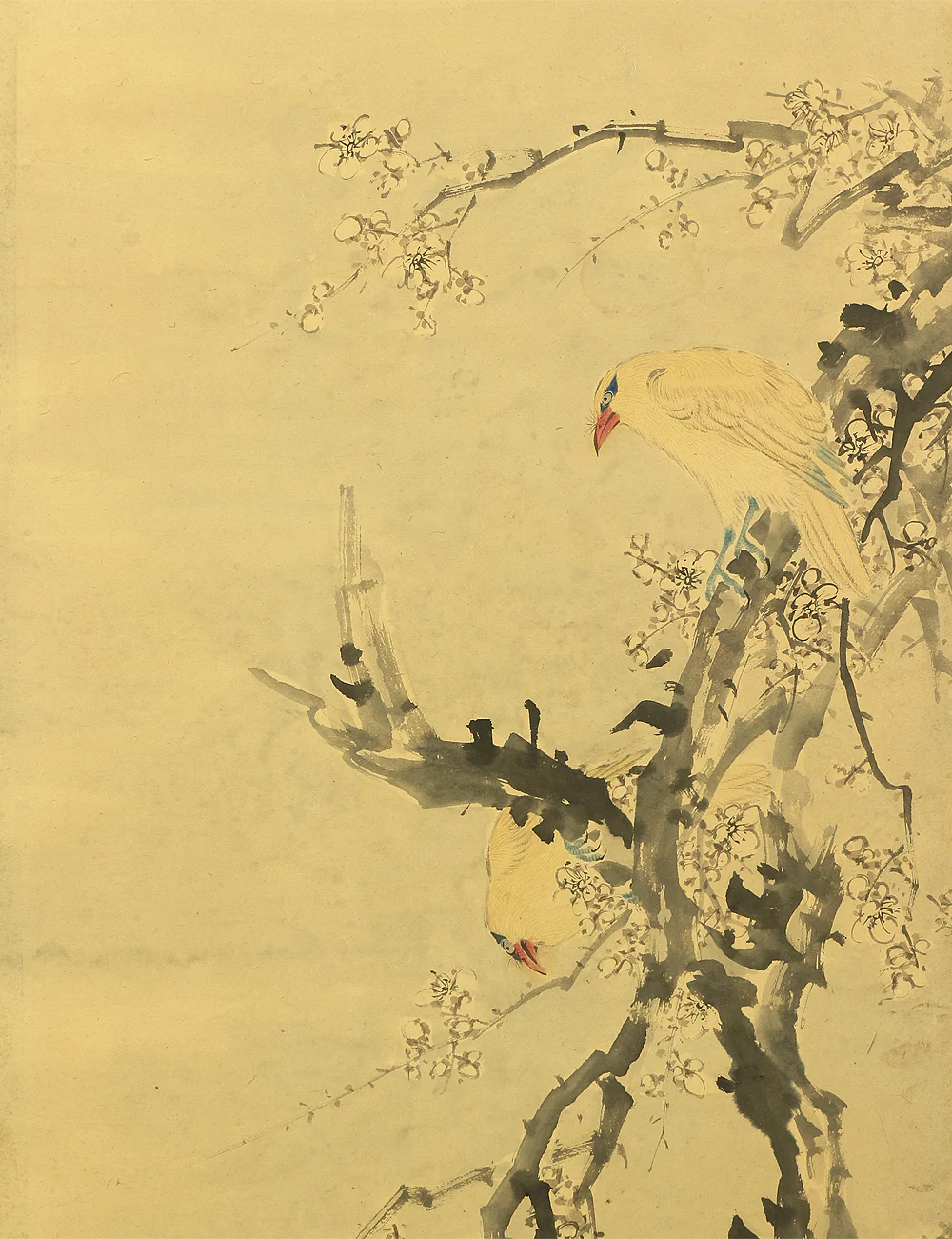 竹菊 Chikugiku Japanese Byobu Room divider 6 panels Folding screens / Kacho Flower & Bird - Birds, Ume plum, Sakura cherry, Lotus, Egret Heron, Magnolia, Chrysanthemum, Moon, Crows & Dead Tree V710 - Image 3