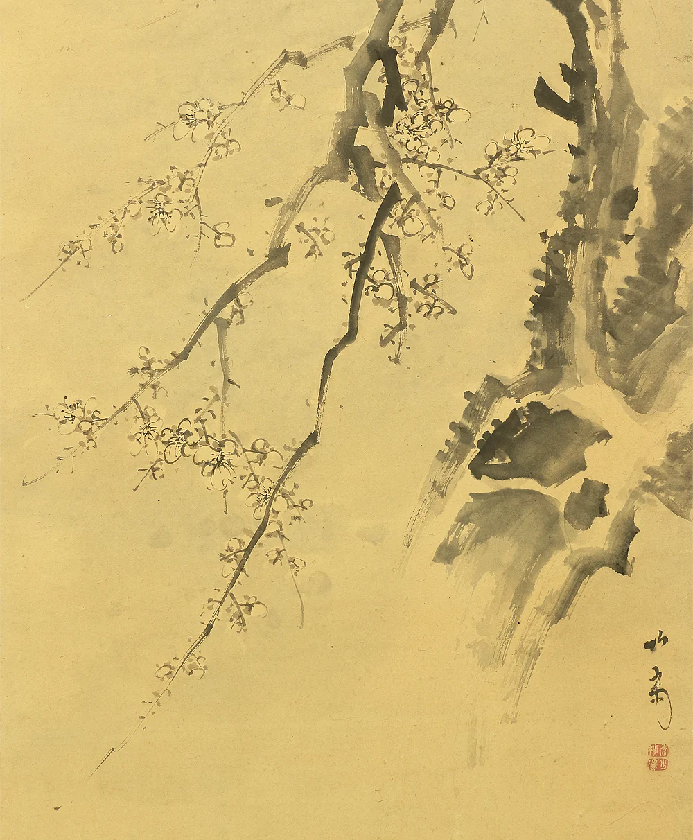 竹菊 Chikugiku Japanese Byobu Room divider 6 panels Folding screens / Kacho Flower & Bird - Birds, Ume plum, Sakura cherry, Lotus, Egret Heron, Magnolia, Chrysanthemum, Moon, Crows & Dead Tree V710 - Image 6